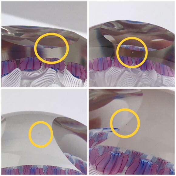 Perthshire 1996B Blue Flower on Lace Floral Pink Daisy Canes Faceted Paperweight - Picture 12 of 13